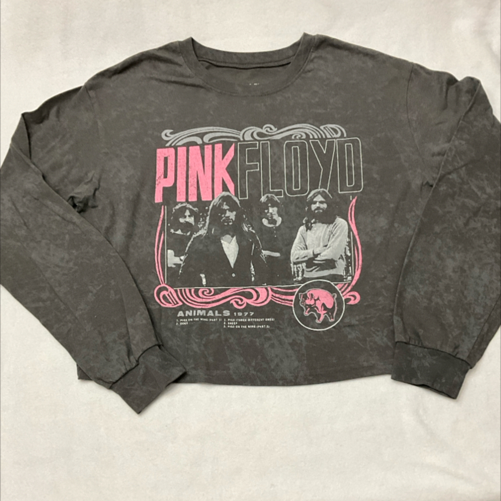 PINK FLOYD- WOMANS LARGE CROP LONG SLEEVE TEE
